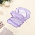 thumbnail image 3 of Unique Bargains 1 Pc Large Capacity Visible Drawstring Makeup Bag for Vacation Travel Mesh Fabric Purple, 3 of 5