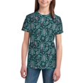 thumbnail image 2 of Honeii Vintage Floral Print Youth Short Sleeve T-Shirt,Boys Athletic Shirt,Quick Dry Short Sleeve Performance Moisture Wicking T Shirt, 2 of 6