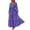 thumbnail image 1 of Vestido PRETTYGARDEN 2025 Maxi con Mangas Largas y Fruncido Morado Talla M, 1 of 8