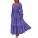 thumbnail image 1 of Vestido PRETTYGARDEN Otoño Maxi Manga Larga Fruncido con Escote Cuadrado, 1 of 8