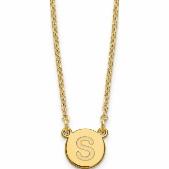 Ss/Gold Plated Sterling Silver Gold-Plated Tiny Circle Block Letter S Initial Necklace Made In United States -Jewelry By Sweet Pea