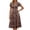 Brown, variant on Womens Summer Midi Dress Floral Short Sleeve Round Neck Flowy Beach Brown L