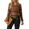 thumbnail image 3 of JWD Womens Long Sleeve T Shirts Western Henley Tops Ladies Cowboy Chic Graphic Tees Aztec Casual V Neck Loose Fit Blouse Horse Diamond Stripe 2XL, 3 of 6