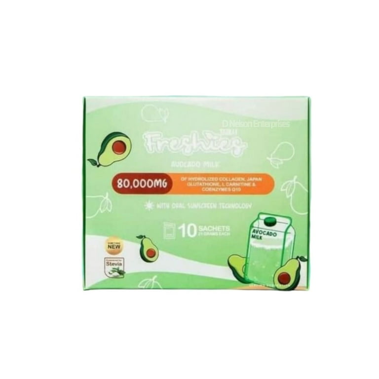 juju glutathione Freshies Avocado Milk Collagen Drink by Juju Glow, 10 Sachets