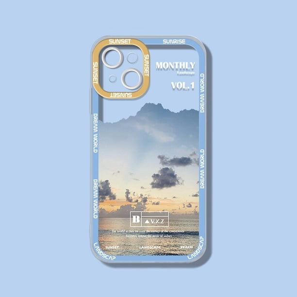 Funda de teléfono con paisaje Natural para iPhone, carcasa a prueba de golpes, color púrpura, azul, atardecer, nieve, montaña, 14, 13, 12, 11 Pro Max, XR, X, XS Fivean unisex