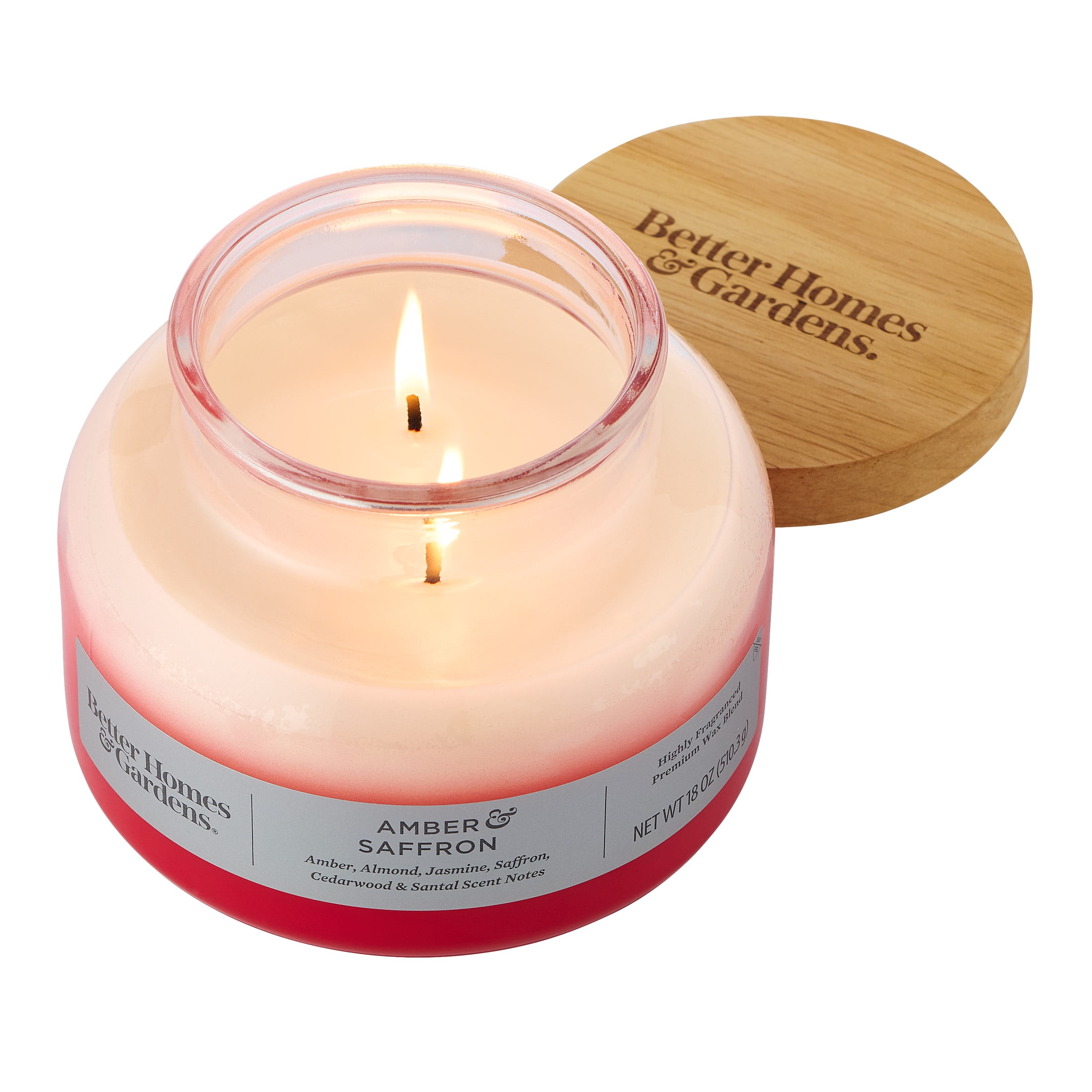 (4 pack) Better Homes & Gardens Amber & Saffron Scented 2-Wick 18oz Ombre Bell Jar Candle