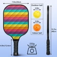 thumbnail image 3 of Pickleball Paddles Set Of 1, Fiberglass Surface, Vibrant Rainbow Print, 1 Paddle, 2 Balls & Bag, 3 of 5