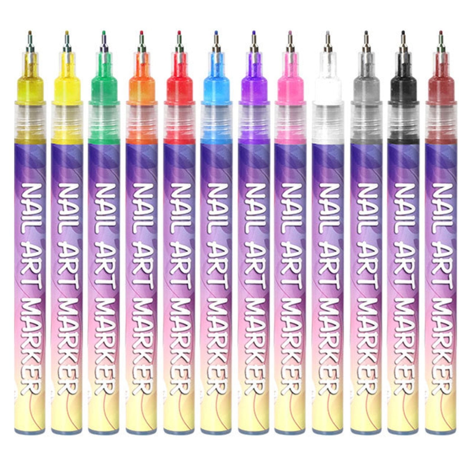 12 Colors Nail Art Pens Acrylic Paint Marker Set,DIY Manicure Tools,Fingernail Polish Pens for Art Drawing, Painting Dotting,Nail Markers for Nail Art