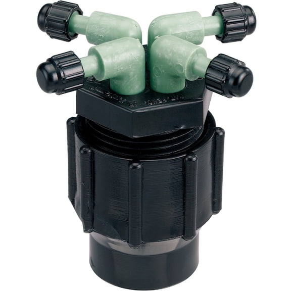 Orbit Quad Full-Flow Manifold - 4-Port Drip Irrigation Manifold - Multicolor