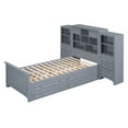 thumbnail image 5 of Twin Size Wood Platform Bed with Vertical All-in-One Cabinet and 4 Drawers on Each Side, Gray, 5 of 9