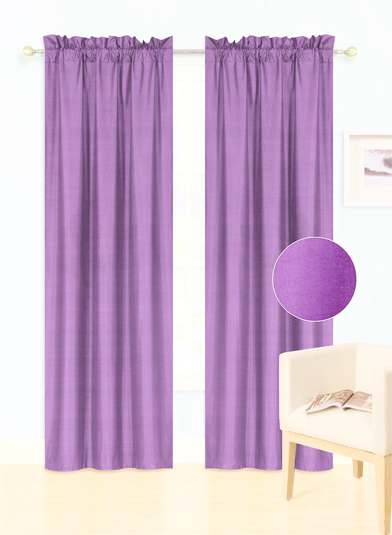 2pc Rod Pocket Foam Lined Thermal Blackout Window Curtain Drape Panel R64 purple 