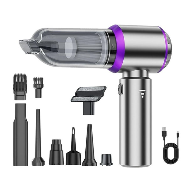 Aspirador de mano para coche, soplador de polvo pequeño, limpiador de aire para uso doméstico o en coche, salpicaderos, pelo de mascota, sofá, Violeta Argenta