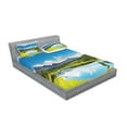 thumbnail image 2 of Ambesonne Nature Fitted Sheet & Pillow Sham Set, Sky Mountain Landscape, Queen, Green Blue White, 2 of 2