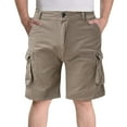 thumbnail image 2 of PEASKJP Men's Cargo Casual Shorts Cotton Summer Knee-Length Relexed Fit Zip Twill Shorts Khaki XL, 2 of 5