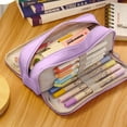 thumbnail image 4 of Your Daily Essential: Large Capacity Oxford Pencil Case, Convenient Design With 3 Compartments, For School, Office, University, Toiletry, Or Cosmetic Bag (Purple), 4 of 5