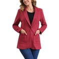 thumbnail image 1 of INSPIRAR CHIC Blazer de mujer con cuello de solapa, un botón, chaqueta de traje de ante sintético XS roja, 1 of 6