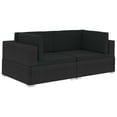 thumbnail image 2 of vidaXL 2x Sectional Corner Chairs with Cushions Poly Rattan Garden Brown/Black, 2 of 6