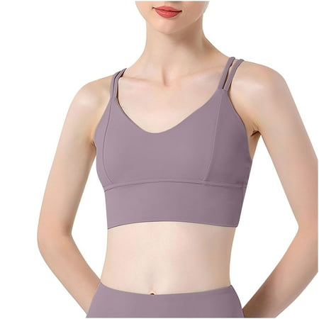 Mrat Basic Tank Tops for Women 2024 New Nude Yoga Sports Underwear Beauty Back Fitness Outside to Wear Shock-Proof Push-Up Bra S-15 Purple XXL