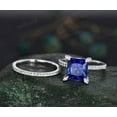 thumbnail image 3 of Princess cut sapphire ring diamond ring unique bridal ring set engagement ring, 3 of 6