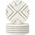 thumbnail image 1 of Design Géométrique - Ensemble de Pierres Absorbantes Rondes avec Pierre Céramique et Base en Liège pour Types de Tasses et Tasses (Blanc, 6), 1 of 7