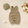 thumbnail image 2 of Generic Warm Blouse for Little Boys Baby Knit Romper Cotton Sleeveless Boy Girl Sweater Clothes Solid Jumpsuit 1 Piece Outfits with Hat Caps Set(Khaki,0-3 Months), 2 of 9