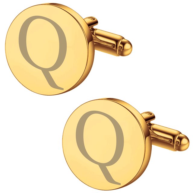 BodyJ4You 2PC Cufflinks Engraved Personalized Initials Letter Q Formal Button Shirt Gift Box Set