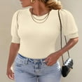 thumbnail image 6 of KISSMODA Womens Short Sleeve T Shirts Summer Crewneck Tops Ribbed Knit Slim Fit Shirt Casual Basic Tees Tops, 6 of 6