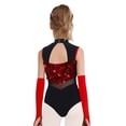 thumbnail image 3 of YiZYiF Big Girls Performance Jumpsuit Latin Jazz Dance Bodysuit with Gloves Color Block Unitard Red 12, 3 of 5