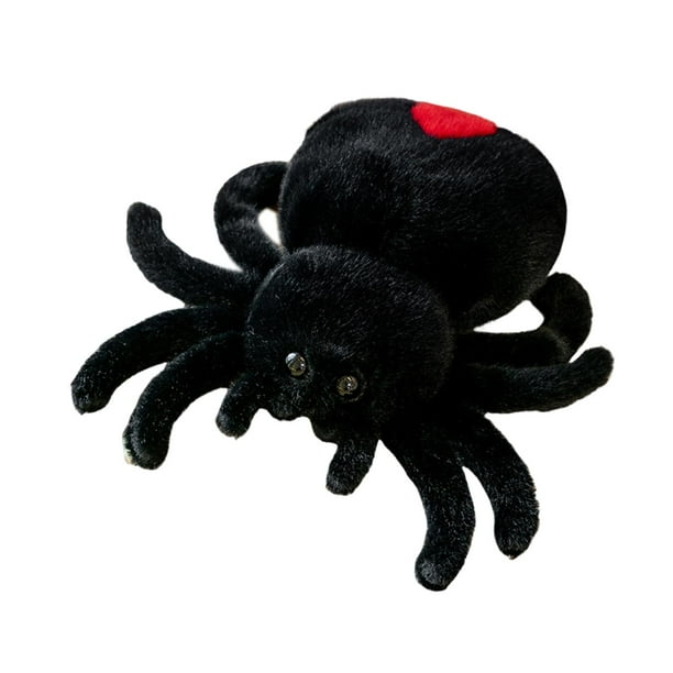Figura de araña de peluche, 25cm, sofá de coche, sala de estar bonita, Animal relleno, muñeco de araña para familia, adultos, adolescentes, regalos negro