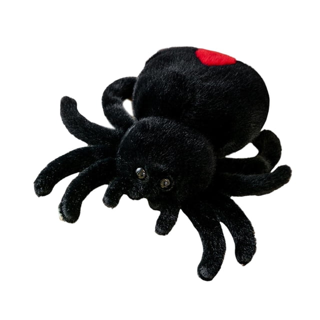 Figura de araña de peluche, 25cm, sofá de coche, sala de estar bonita, Animal relleno, muñeco de araña para familia, adultos, adolescentes, regalos negro