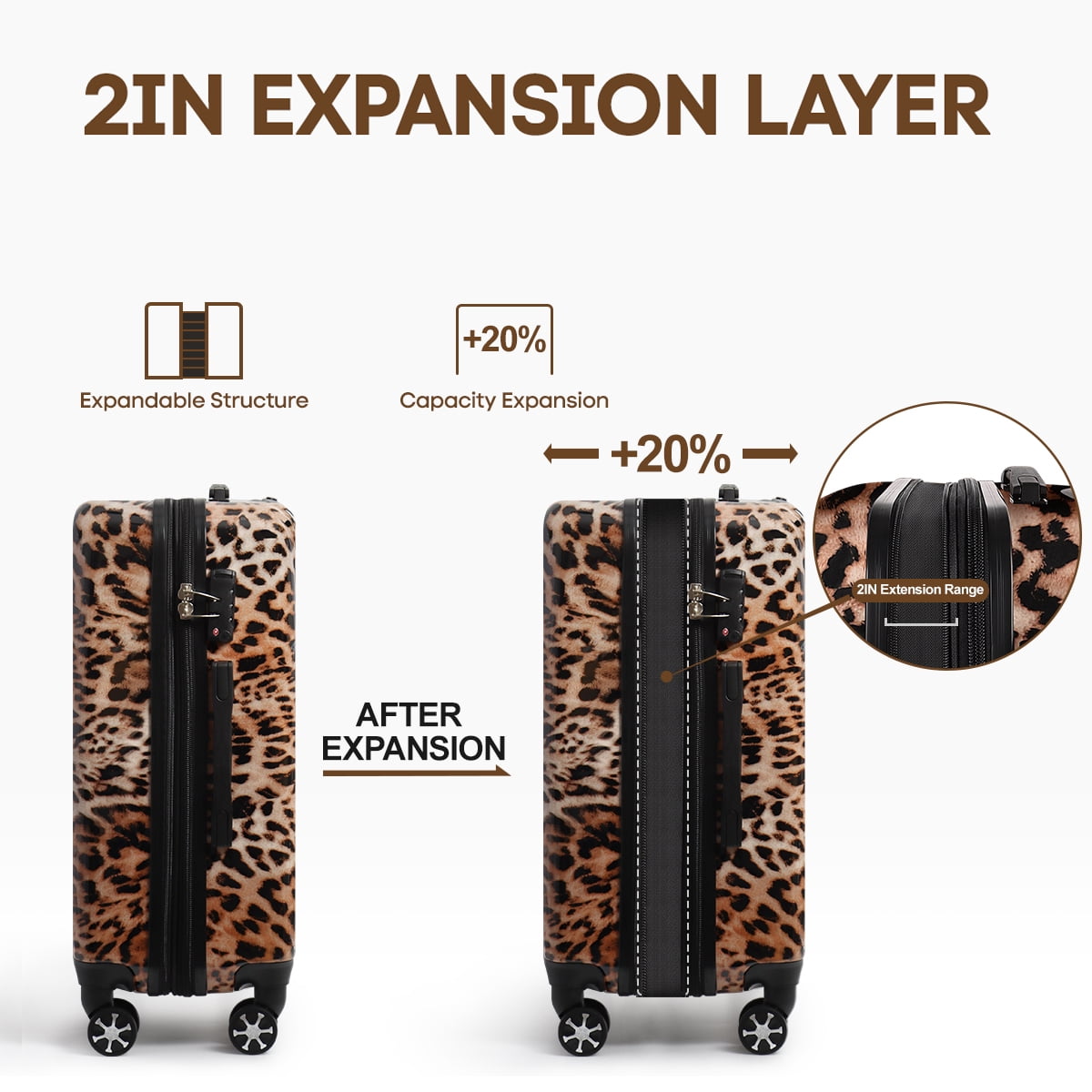 28 Inch Large Checked Luggage Expandable Suitcase with Spinner Wheels & TSA Lock Lightweight Durable PC Hardshell Rolling Suitcase,0028#18