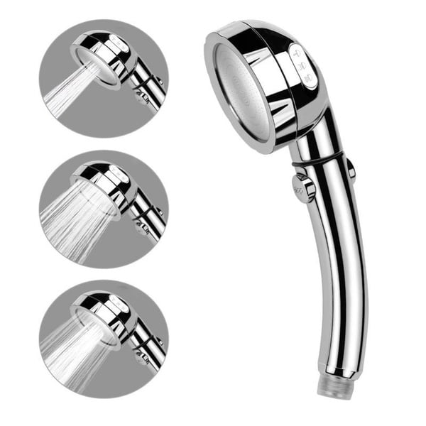 3 In 1 High Pressure Showerhead with ON/Off/Pause Handheld Shower Head Silver