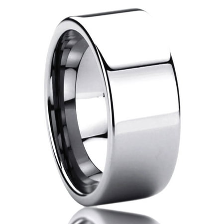 - Men's Tungsten Carbide Wedding Band Ring 9mm Comfort Fit Flat Shiny For Men & Women