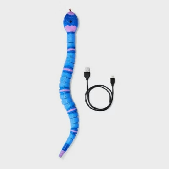 Motion Activated Slithering Snake Cat Mechanical Toy -  Blue