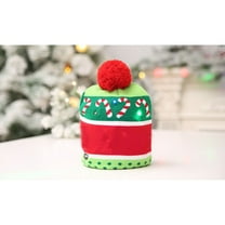 LED Knitted Christmas Hat with Candy Cane Pattern and Red, Holiday Light-Up Beanie Warm Winter Knitted Hat for Adults, Christmas Decoration Hat for Party and Celebrations,multicolor
