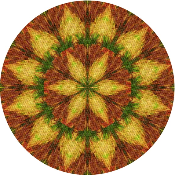 Ahgly Company Indoor Round Patterned Caramel Brown Area Rugs, 6' Round