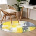 thumbnail image 5 of Yellow Gray Abstract Round Area&nbsp;Rug 3ft Watercolor Graffiti Non-Slip&nbsp;Washable Circle Rugs Soft Felt Indoor Floor Mat for Bedroom Kitchen Living Room Bathroom, 5 of 9