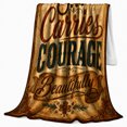 thumbnail image 2 of Inspirational Courage Quote Rustic Teal Typography, Cozy Typography Art Scene, Warm Flannel Blanket for Ranch House and Living Room, Art Lovers Thanksgiving Gift, Artistic Home Decor, 2 of 9