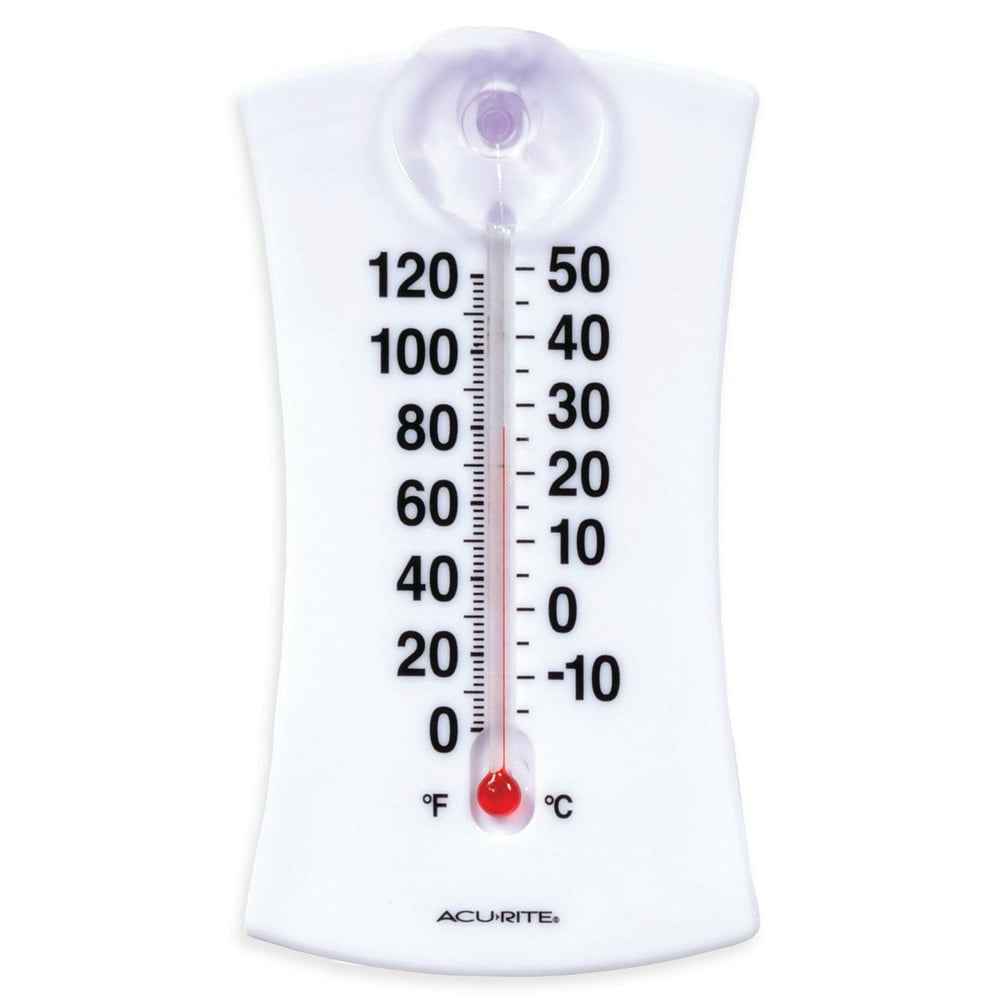 AcuRite 6" White Analog Thermometer for Indoor Outdoor Use with Suction