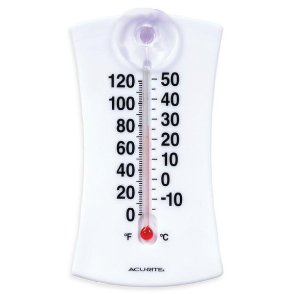 AcuRite 4-inch Indoor/Outdoor Analog Thermometer with Suction Cup, Weather-Resistant, No Battery Required