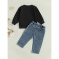 thumbnail image 4 of Suealasg Toddler Boys 2Pcs Fall Outfits Long Sleeve Crew Neck Letter Print Sweatshirt Sweatpants 6M 1T 2T 3T Infant Baby Boys Tracksuit Clothes, 4 of 8