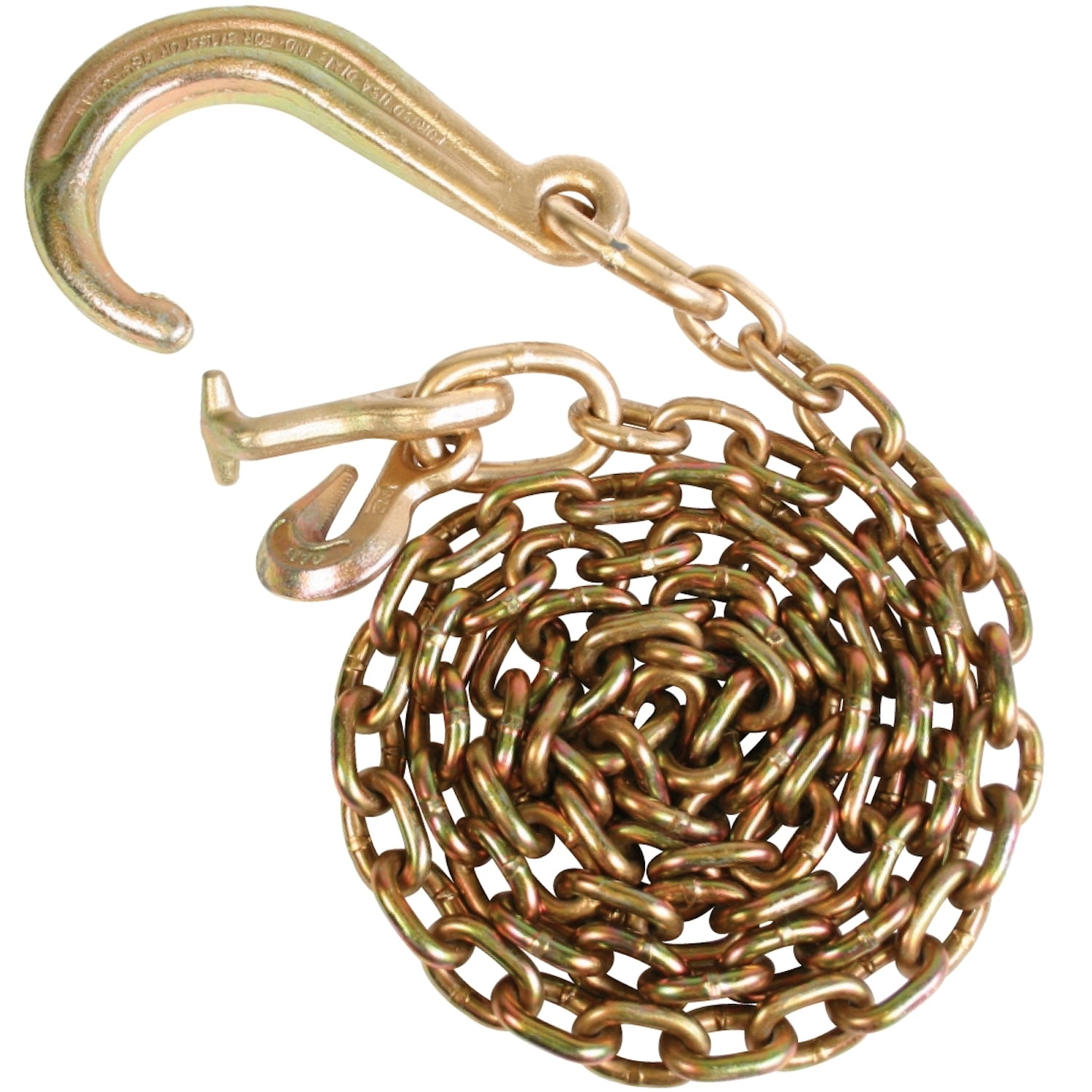 VULCAN Tow Chain with 8 Inch J Hook and T Hook Grade 70 10