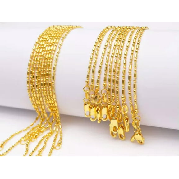 EOEMY 10Pc Wholesale 16-30Inch 18K Yellow Gold Filled Ball Chain Necklaces For Pendant-30