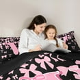 thumbnail image 4 of jejeloiu Initial Letter V Twin Bedding Sets 7-Piece,Kawaii Bow Bowknot Bedding Comforter Set,Light Pink Black Sets For Girls,Breathable Bedroom Decoration Reversible, 4 of 8