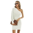 thumbnail image 4 of KRE Prime Women One-Shoulder Mini Sweater Dress, 4 of 15