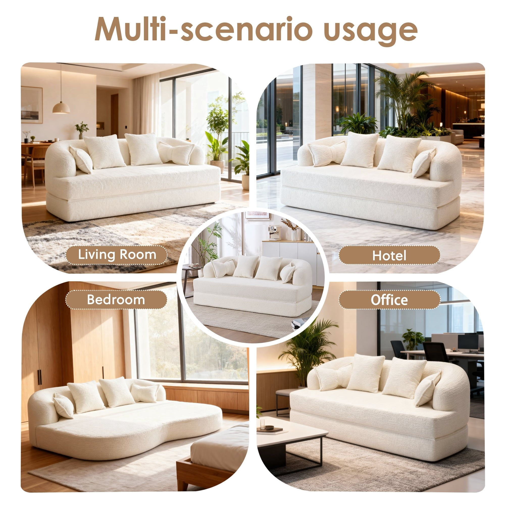 Sailvan 2-in-1 Foldable Sofa Bed 70 Inch Boneless Convertible Sleeper Sofabed with 4 Pillows