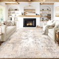 thumbnail image 4 of Area Rug WondrG, lavable, 8 x 10 pies, diseño abstracto de color beige y gris, 4 of 9