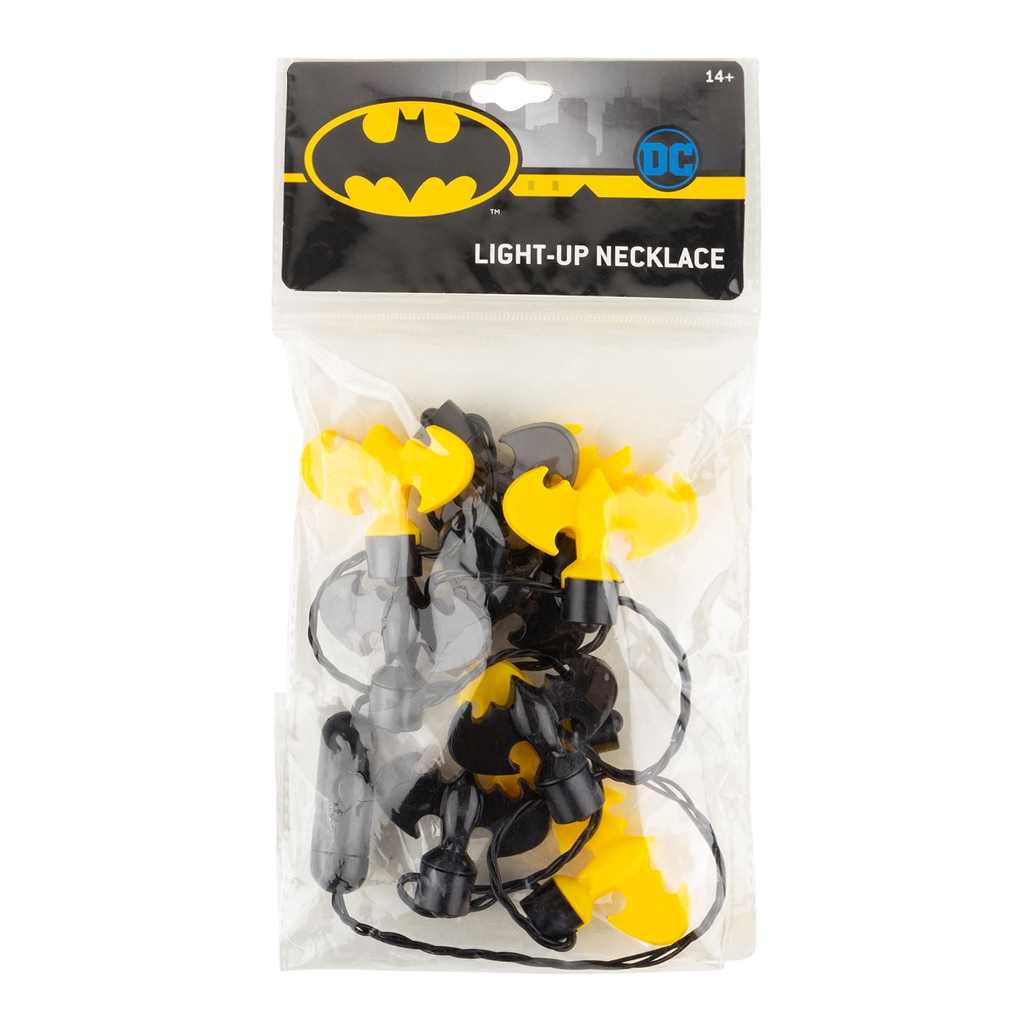 Batman Light Up Necklace, 3 Light Settings for Flashing Yellow and Black