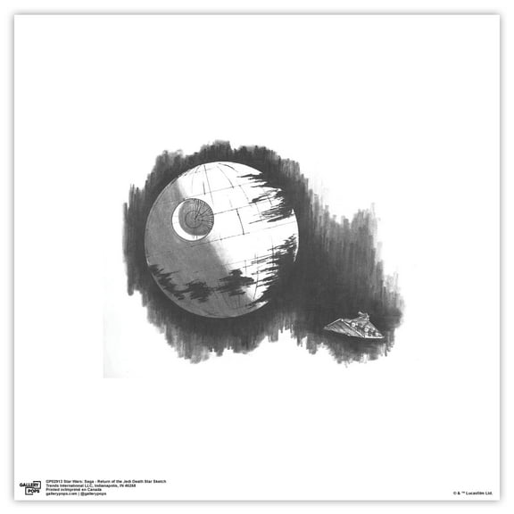 Gallery Pops Star Wars: Saga - Return of the Jedi Death Star Sketch Wall Art, Unframed Version, 12" x 12"