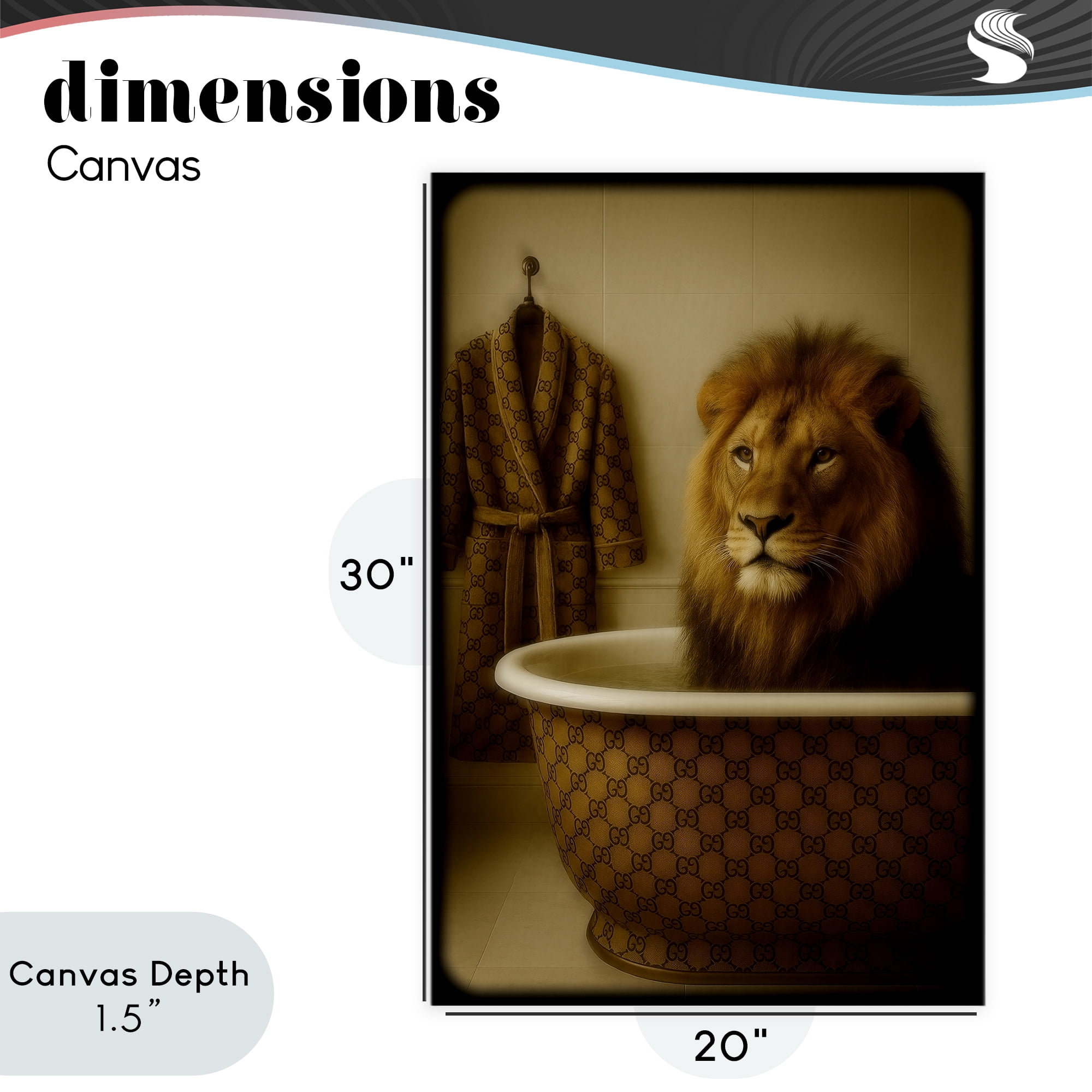 Stupell Industries Couture Lion in Luxury Tub Canvas Wall Art, design by Grotto Studios